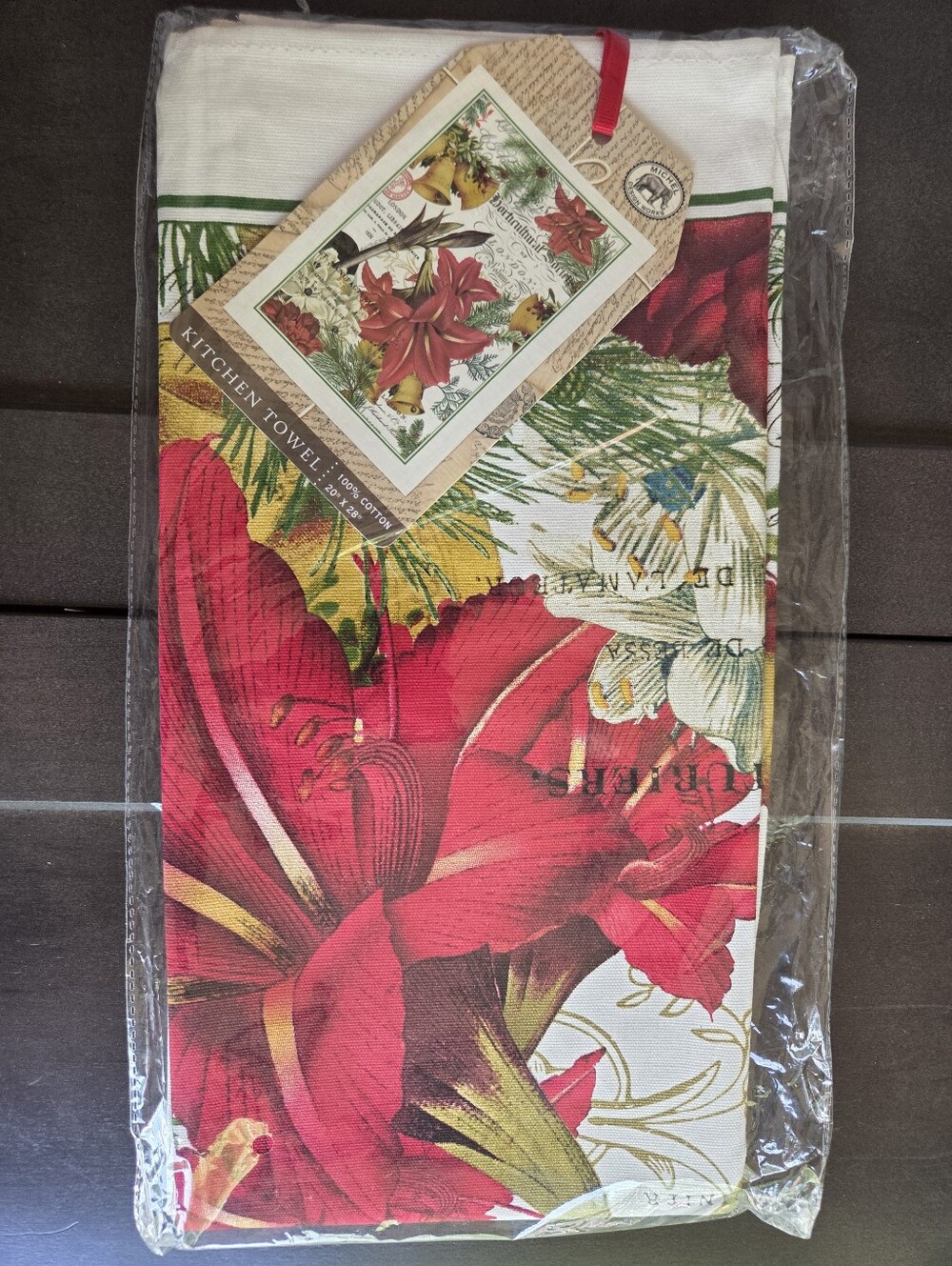 RETIRED Michel Design Works Joyous Christmas Cotton Kitchen Tea Towel #1 - NWT